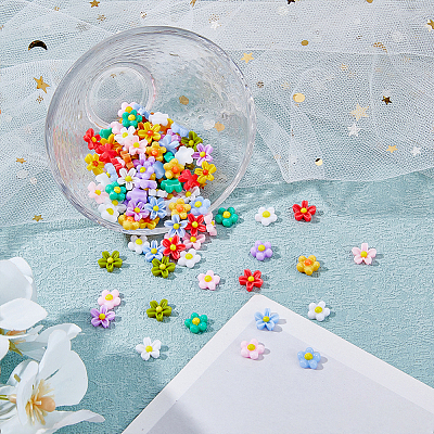 340Pcs 14 Styles Flower & Sakura Resin Cabochons FIND-FH0007-43-1