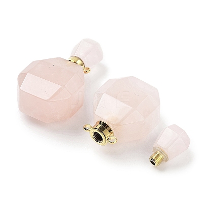 Natural Rose Quartz Perfume Bottle Pendants G-Q163-10G-03-1