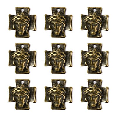 Tibetan Style Alloy Cross with Jesus Alloy Pendants for Easter Jewelry MLF10674Y-NF-1