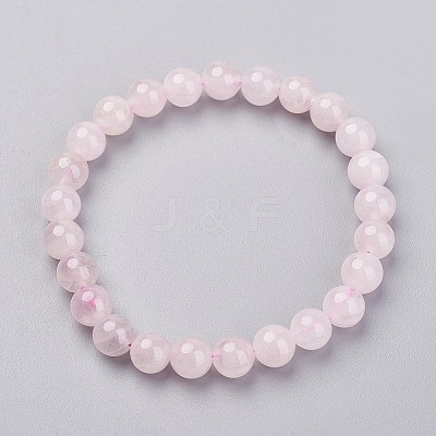 Natural Rose Quartz Stretch Bracelets G-N0272-01-1