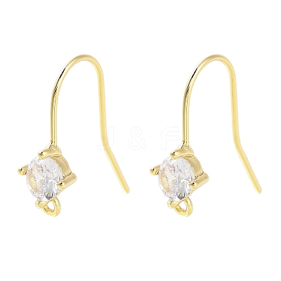 Brass Micro Pave Cubic Zirconia Earrings Findings EJEW-B063-05G-06-1