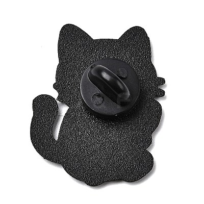 Cat with Fish Enamel Pins JEWB-I055-05EB-07-1