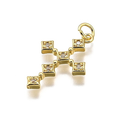 Brass Micro Pave Cubic Zirconia Pendants KK-Z100-34G-02-1