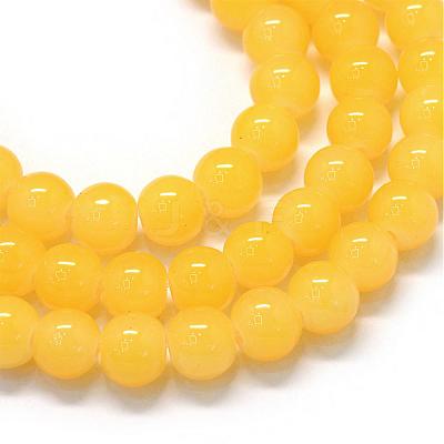 Baking Paint Imitation Jade Glass Round Bead Strands DGLA-Q021-6mm-30-1