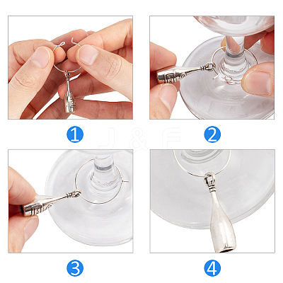Brass Wine Glass Charm Rings KK-PH0036-43-1