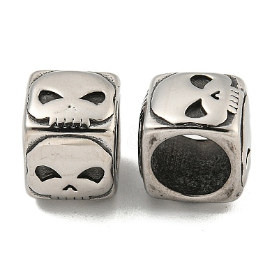 316 Surgical Stainless Steel with Rhinestone Large Hole Cube Beads STAS-Q326-08AS-04-1