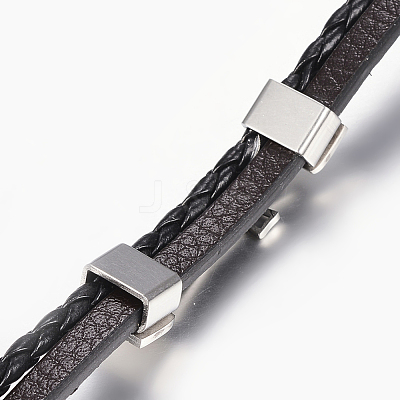 Leather Braided Cord Bracelets BJEW-E324-A05-1