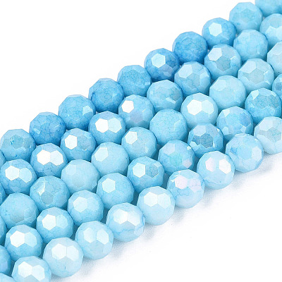 Anti-Tarnish Electroplate Glass Beads Strands EGLA-ZX010-6mm-15-1