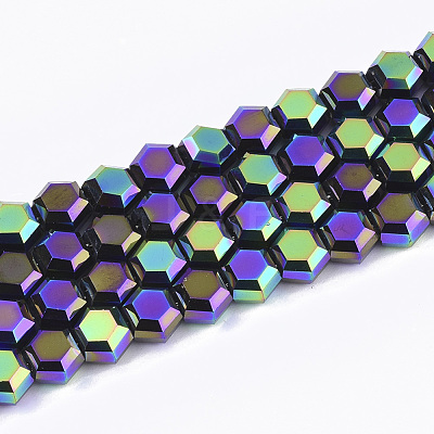 Electroplate Glass Beads Strands X-EGLA-T018-03-B01-1