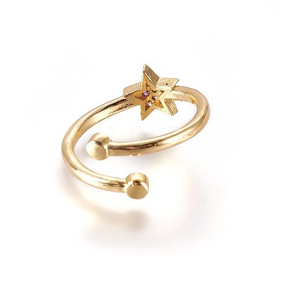 Adjustable Brass Micro Pave Cubic Zirconia Finger Rings RJEW-L086-02G-1