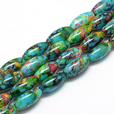Baking Paint Glass Beads Strands DGLA-S115-22x10mm-S36-1