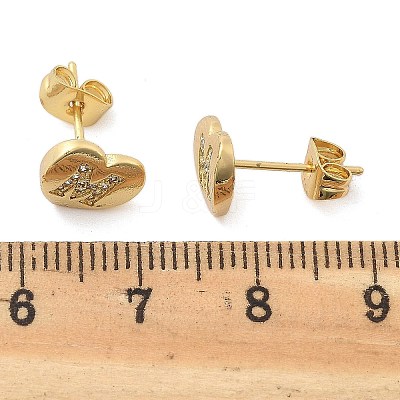 Rack Plating Brass Micro Pave Clear Cubic Zirconia Stud Earrings EJEW-K299-01G-M-1
