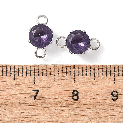 304 Stainless Steel Micro Pave Cubic Zirconia Connector Charms STAS-H240-50P-07-1