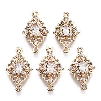Brass Micro Pave Cubic Zirconia Links Connectors X-KK-R111-010-B01-1