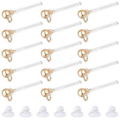 40Pcs Transparent Painless Prevent Allergy Resin Ball Stud Earring Findings KY-BBC0001-01-1