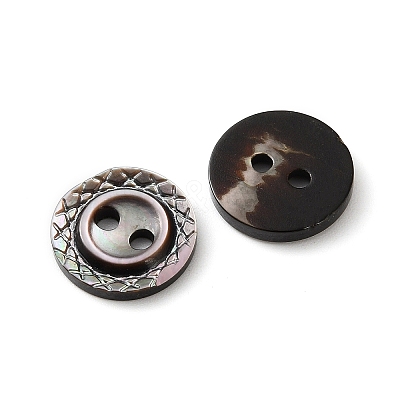 Natural Black Lip Shell Flat Round Buttons with Carved Rim LS-SH-CBA18B6-02B-06-1