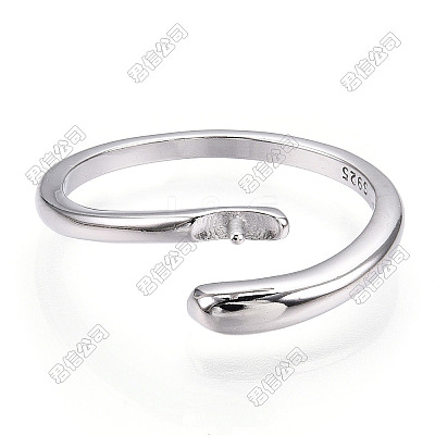 925 Sterling Silver Smooth with Open Cuff Ring Settings STER-T007-09P-1
