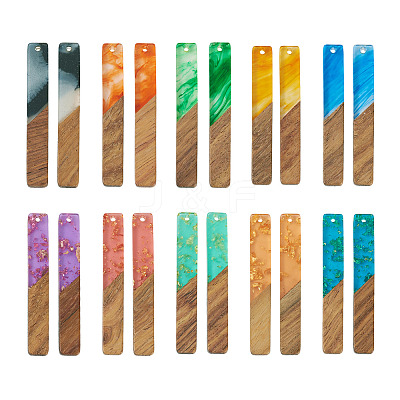 20Pcs 10 Styles Transparent Resin & Walnut Wood Big Pendants RESI-TA0001-59-1