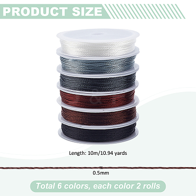 12 Rolls 6 Colros Polyester Round Thread OCOR-PH0005-25B-1