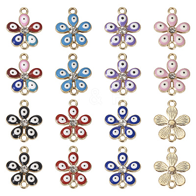 28Pcs 7 Colors Alloy Enamel Connector Charms ENAM-TA0001-87-1