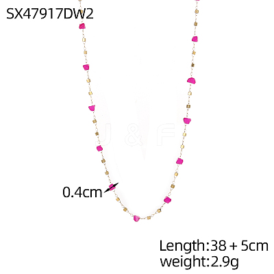 304 Stainless Steel & Glass Link Chain Necklaces for Women STAS-OY015-53G-1