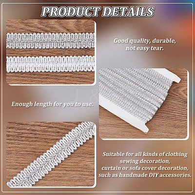10M Polyester Centipede Lace Ribbons OCOR-WH0070-73A-1