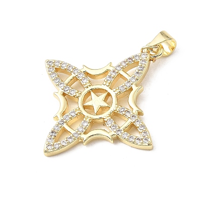 Brass Micro Pave Clear Cubic Zirconia Pendants KK-E799-06E-G-1