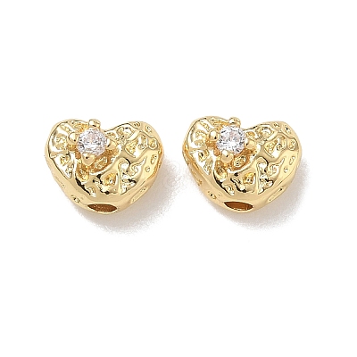 Brass Micro Pave Clear Cubic Zirconia Beads CU-CBA91C0-04G-1