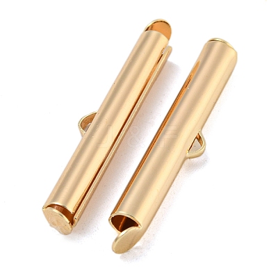 Brass Slide On End Clasp Tubes KK-N254-119G-05-1