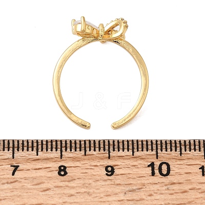 Brass Pave Clear Cubic Zirconia Cuff Rings RJEW-P173-01G-01-1