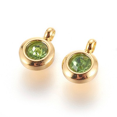 304 Stainless Steel Rhinestone Charms X-STAS-P237-10G-M-1