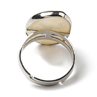 Platinum Plated Brass White Shell Finger Rings RJEW-E023-03-1