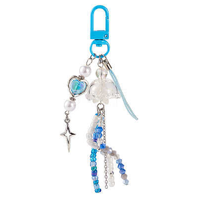 Jellyfish Glass & Acrylic Pendant Decorations HJEW-TAC0032-1