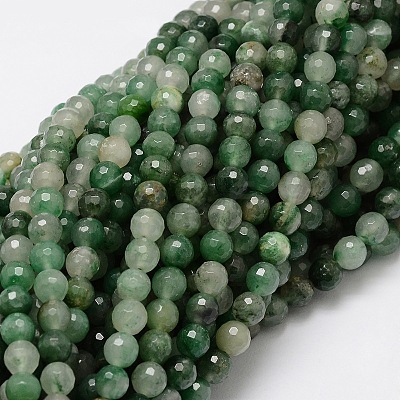 Faceted Round Natural Chrysoprase Bead Strands G-L437-07-6mm-1