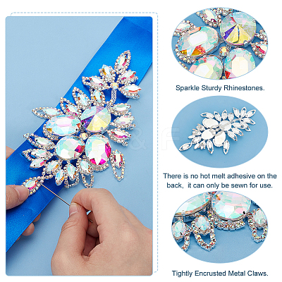 1Pc Brass Rhinestone Appliques DIY-FG0005-52A-1