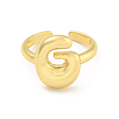 Brass Letter Open Cuff Rings for Women RJEW-G313-01G-G-1