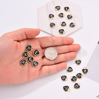 Light Gold Plated Alloy Enamel Pendants ENAM-R055-05B-1
