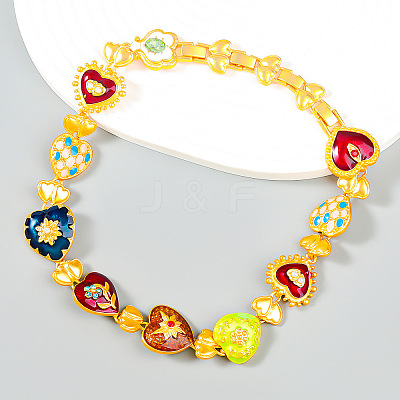 Alloy Enamel Link Necklaces FS-WGF424C-01-1