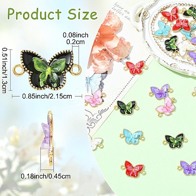 12Pcs 6 Colors Alloy Enamel Connector Charms ENAM-YW0008-53-1