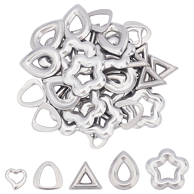40Pcs 5 Style 304 Stainless Steel Linking Rings STAS-UN0023-67-1