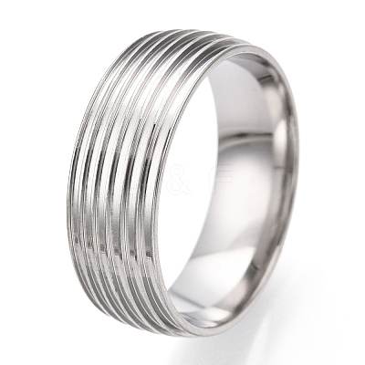 201 Stainless Steel Grooved Finger Ring Settings STAS-WH0047-04S-1