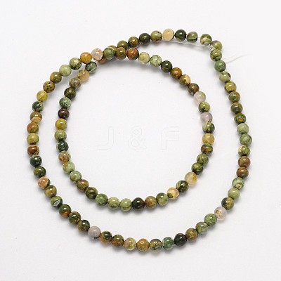 Round Natural Rhyolite Jasper Beads Strands G-N0166-39-4mm-1
