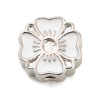 Flower Brass Enamel Bead Rhinestone Settings KK-H527-01P-02-1
