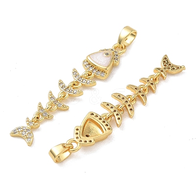 Brass Micro Pave Clear Cubic Zirconia Pendants CU-CBA280C-01G-01-1