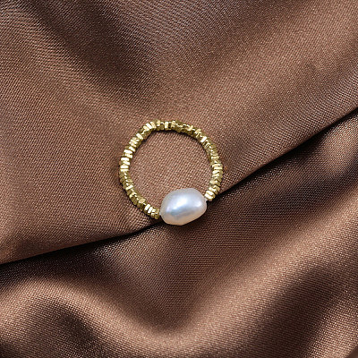 925 Sterling Silver with Natural Baroque Pearls Rings RJEW-Z030-03G-1
