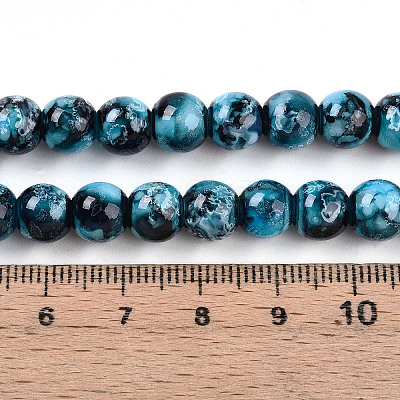 Baking Paint Glass Beads Strands DGLA-N003-8mm-A08-1
