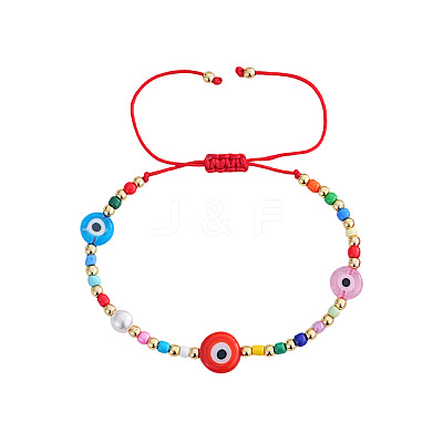 Handmade Lampwork & Glass & Brass Beads Braided Bead Bracelets OA0738-3-1