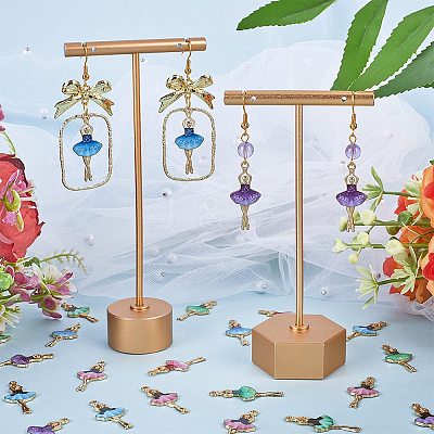 32Pcs 8 Colors Printed Alloy Pendants ENAM-SC0005-39-1