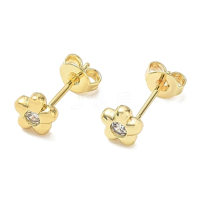 Brass Pave Cubic Zirconia Stud Earrings KK-CBA98BA-21G-1
