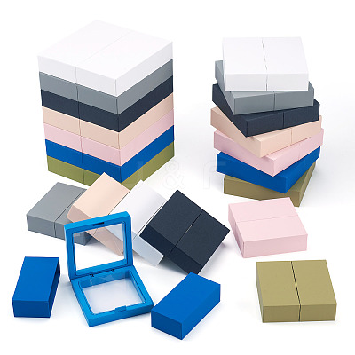 3 Bags 3 Styles Square Transparent PE Thin Film Suspension Jewelry Display Box CON-TA0001-38F-1